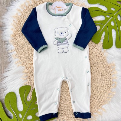 Macacão  Trape Zape - Ursinho de bandana marinho